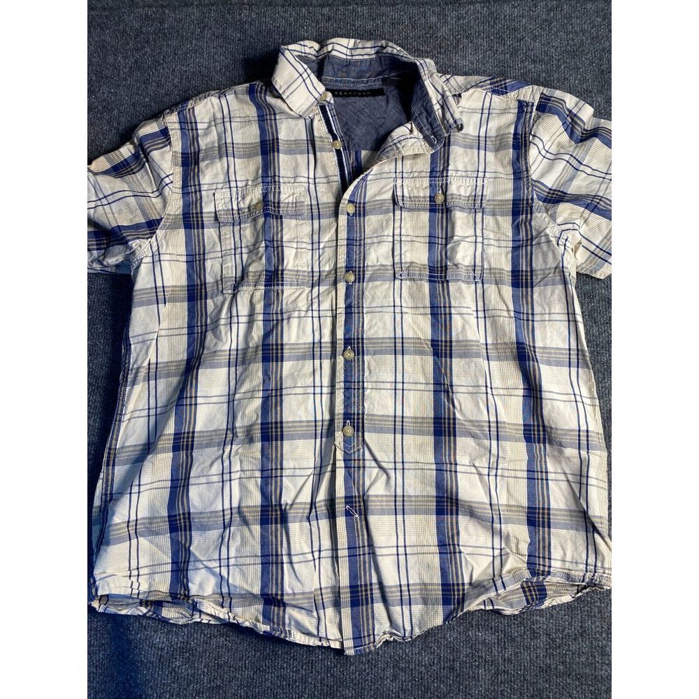 Sean John Shirt Men Size XL Multi Plaid Cotton Classic Fit Collared Button Down